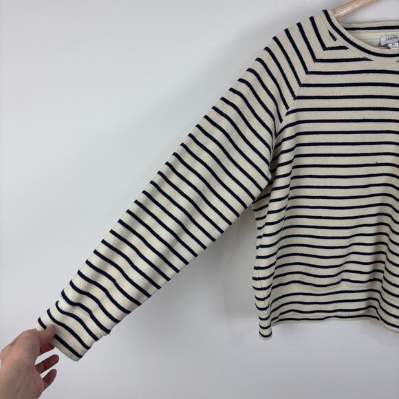 J.Crew Factory Striped raglan crewneck sweatshirt BS219 Nautical Preppy - Picture 3 of 9